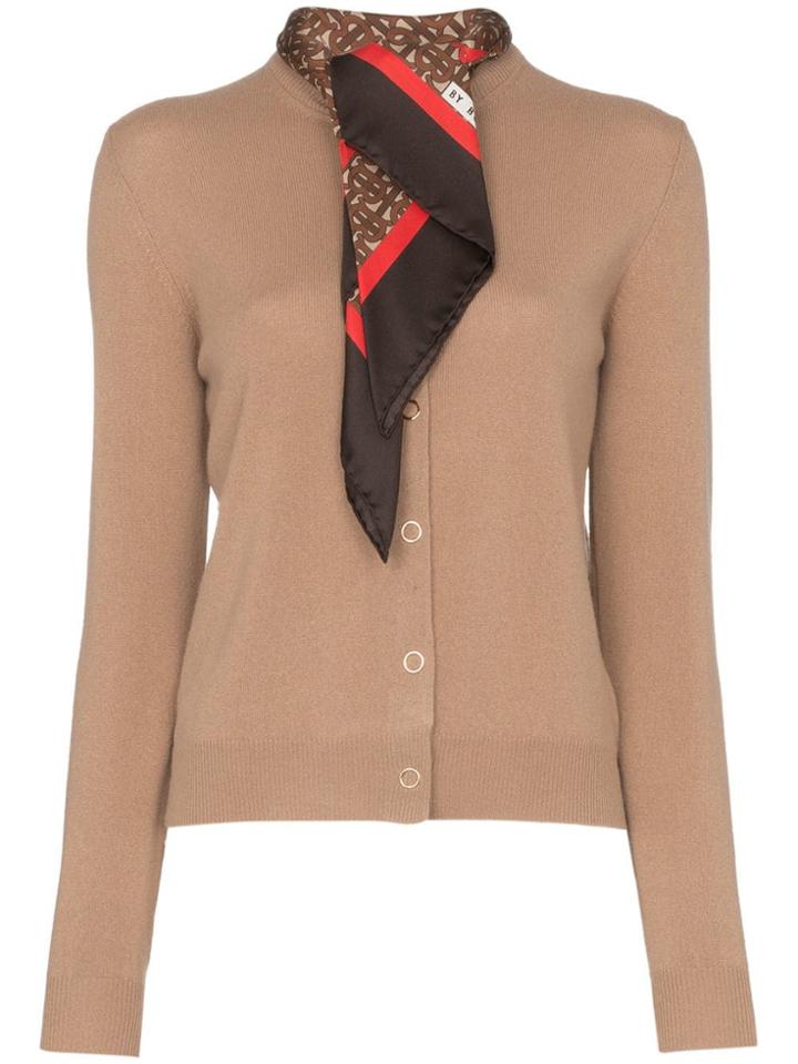 Burberry Scarf Detail Knitted Cashmere Cardigan - Neutrals