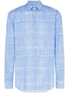 Prada Check Print Cotton Shirt - Blue