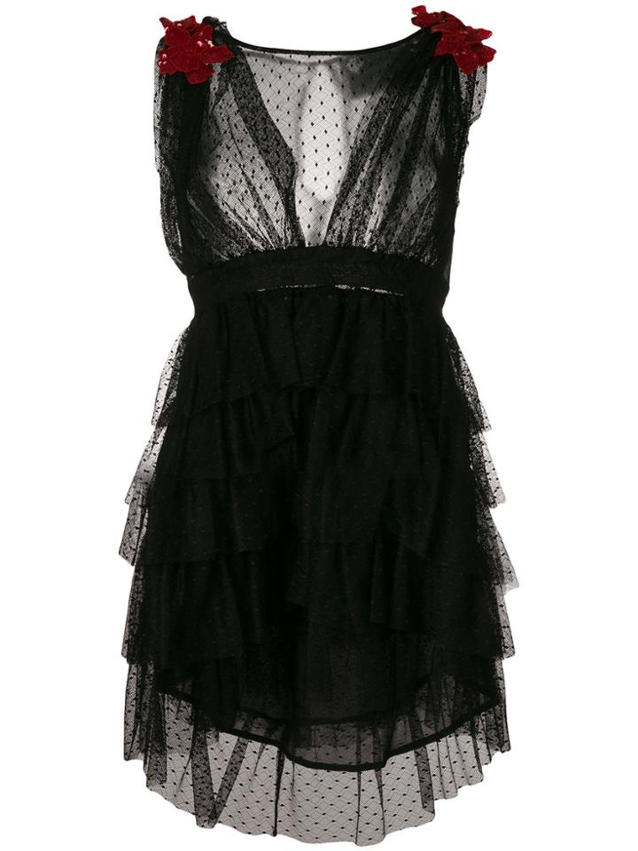 Christian Pellizzari Tiered Tulle Mini Dress - Black