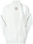 Laneus Studded Fringed Cardigan, Women's, Size: 40, White, Cotton/viscose/acrylic/aluminium