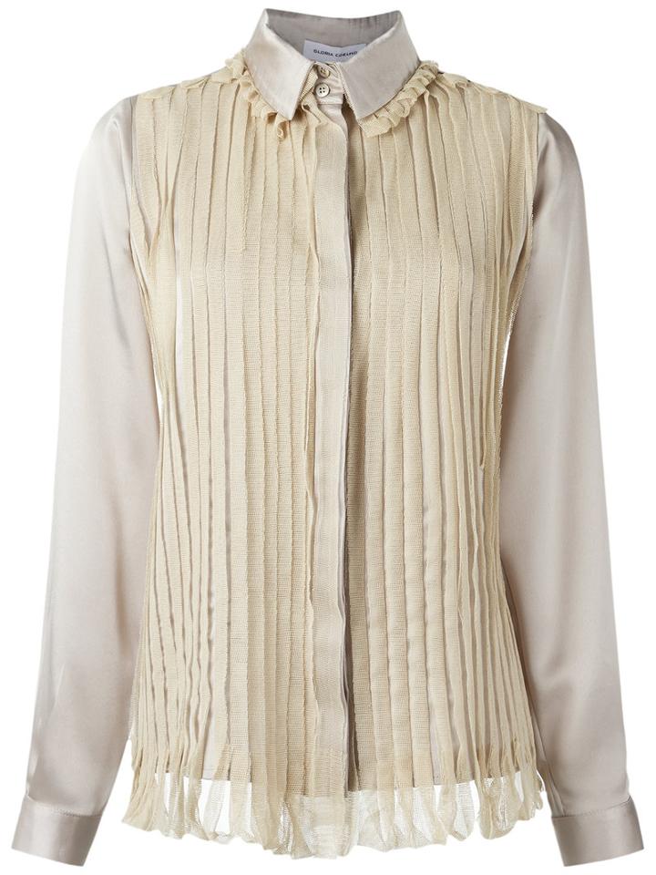 Gloria Coelho - Panelled Shirt - Women - Polyester/acetate - M, Beige, Polyester/acetate