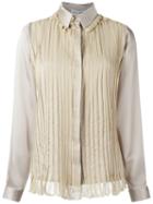 Gloria Coelho - Panelled Shirt - Women - Polyester/acetate - M, Beige, Polyester/acetate