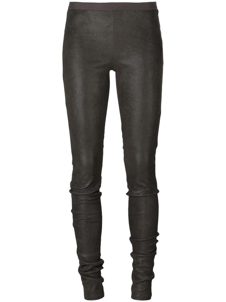 Rick Owens Classic Leggings, Women's, Size: 40, Grey, Lamb Skin/cotton/spandex/elastane
