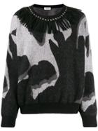 Liu Jo Fringe-neck Knit Sweater - Black