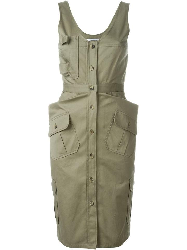 Chalayan Fitted Military Dress, Women's, Size: 38, Green, Cotton