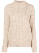 Agnona Cable Knit Raglan Chunky Jumper - Nude & Neutrals