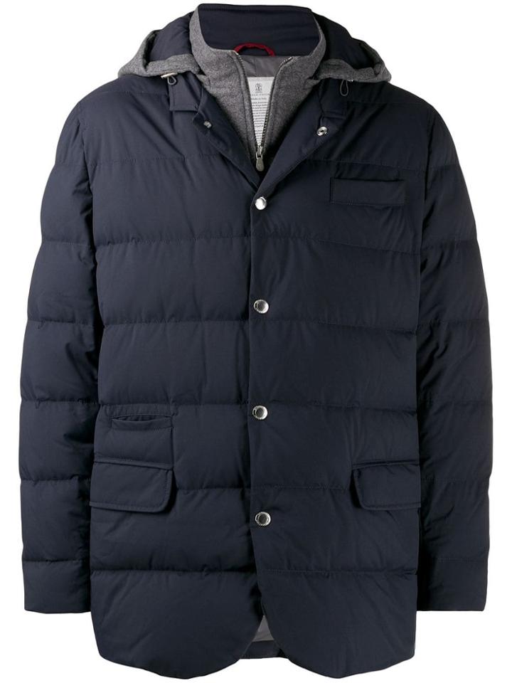 Brunello Cucinelli Hooded Padded Jacket - Blue