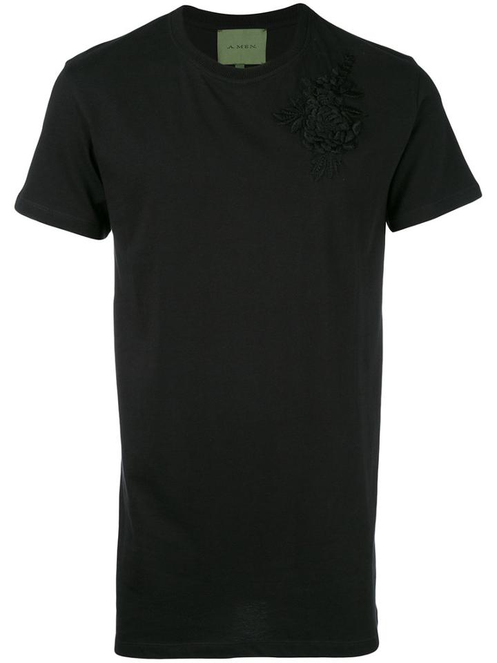 Amen - Crew Neck T-shirt - Men - Cotton/viscose - 46, Black, Cotton/viscose