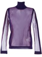 Maison Margiela Sheer Panelled Ribber Jumper, Women's, Size: Medium, Pink/purple, Polyester/wool