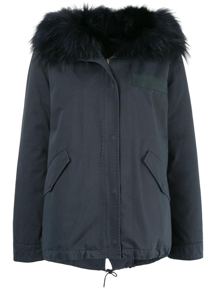 Army Yves Salomon Fur Collar Parka - Blue
