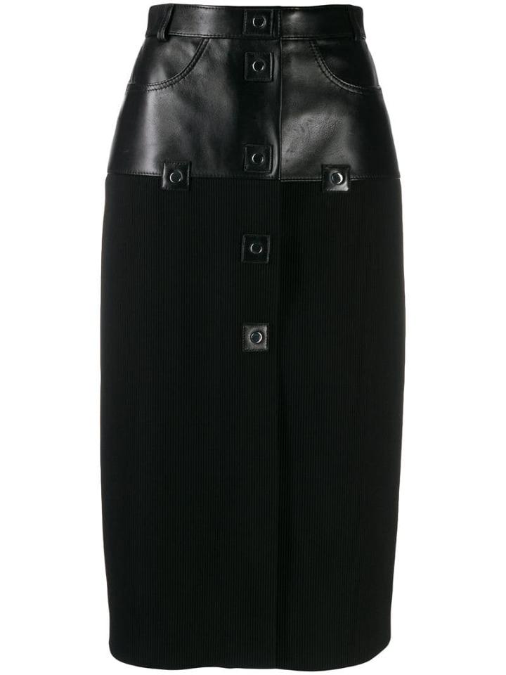 Christopher Kane Ribbed Jersey Leather Skirt - Black