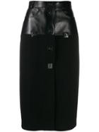 Christopher Kane Ribbed Jersey Leather Skirt - Black