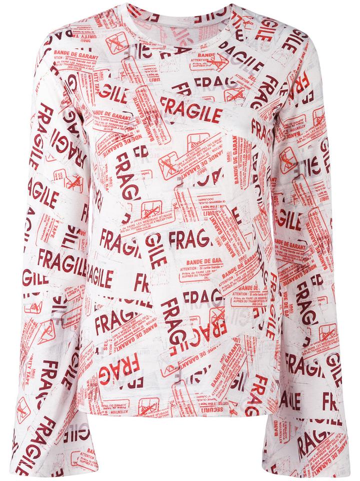 Mm6 Maison Margiela - Fragile T-shirt - Women - Cotton - L, White, Cotton