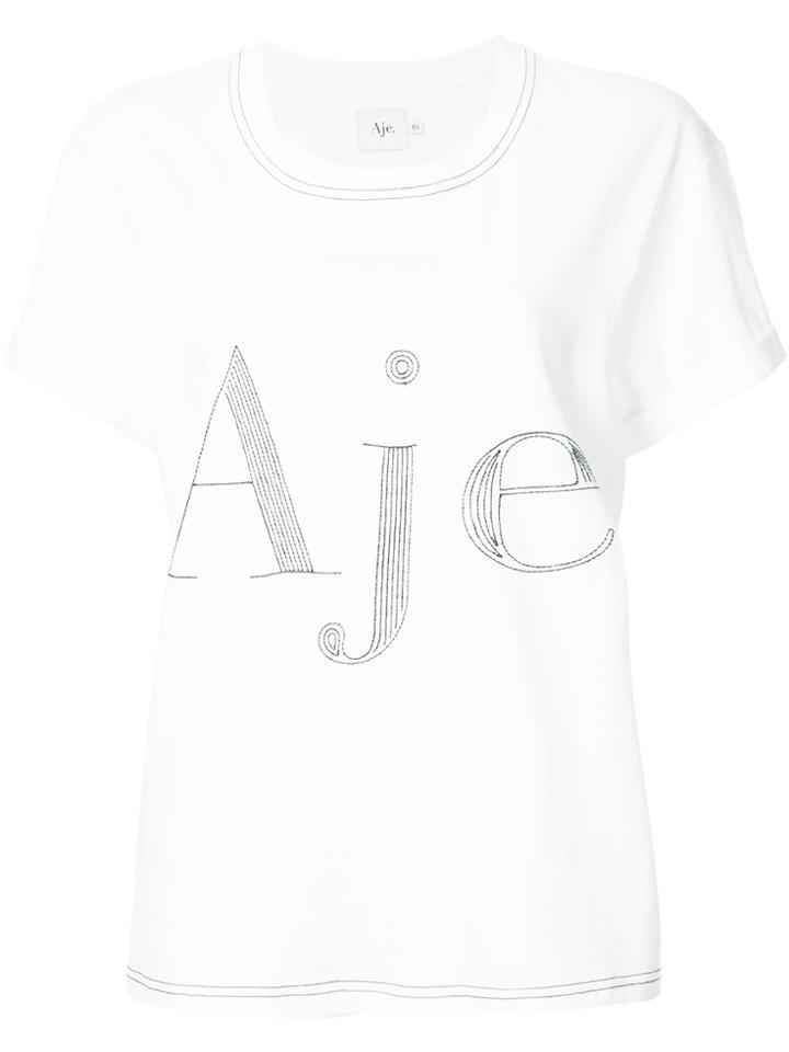 Aje Contrast Stitched Logo T-shirt - White