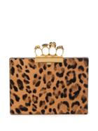 Alexander Mcqueen Four-ring Leopard-print Clutch - Neutrals
