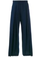 Pleated Palazzo Trousers - Women - Polyester - Xs, Blue, Polyester, P.a.r.o.s.h.