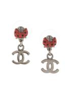 Chanel Pre-owned Ladybug Cc Earrings - Silver