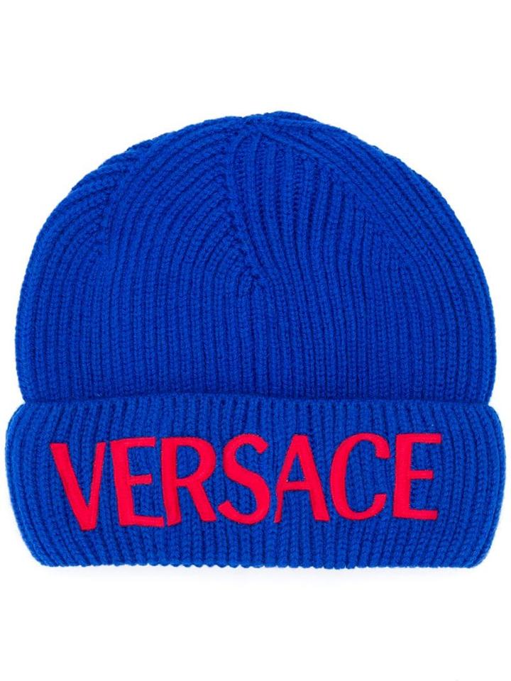Young Versace Teen Logo Beanie - Blue