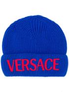 Young Versace Teen Logo Beanie - Blue