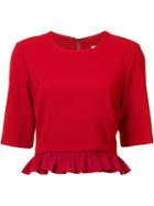 Nicole Miller Ruffled Hem Blouse, Women's, Size: Medium, Red, Polyester/viscose Crepe/cotton/spandex/elastane