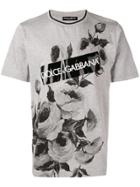 Dolce & Gabbana Floral Logo Print T-shirt - Grey