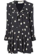 Saint Laurent Daisy Print Dress, Women's, Size: 40, Black, Silk/viscose