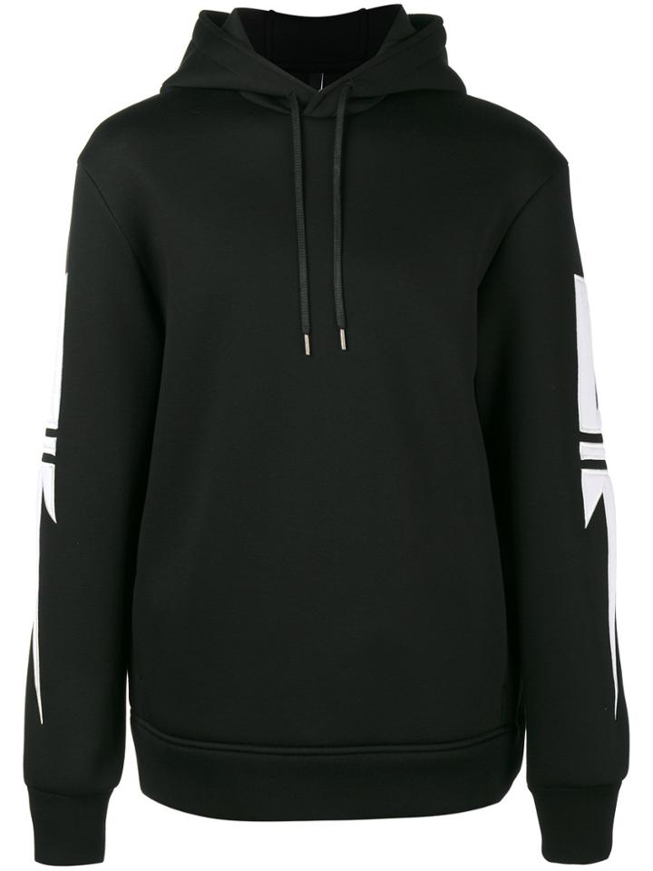 Neil Barrett Lightning Bolt Patch Hoodie - Black
