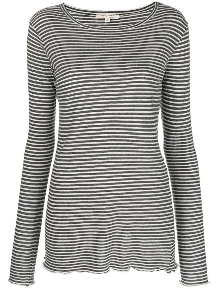 Nili Lotan Striped Print Top - Grey