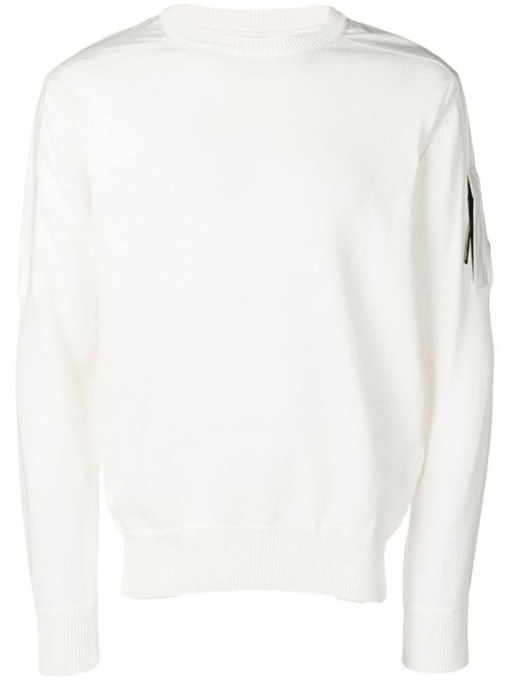 Cp Company Logo Patch Sweater - White