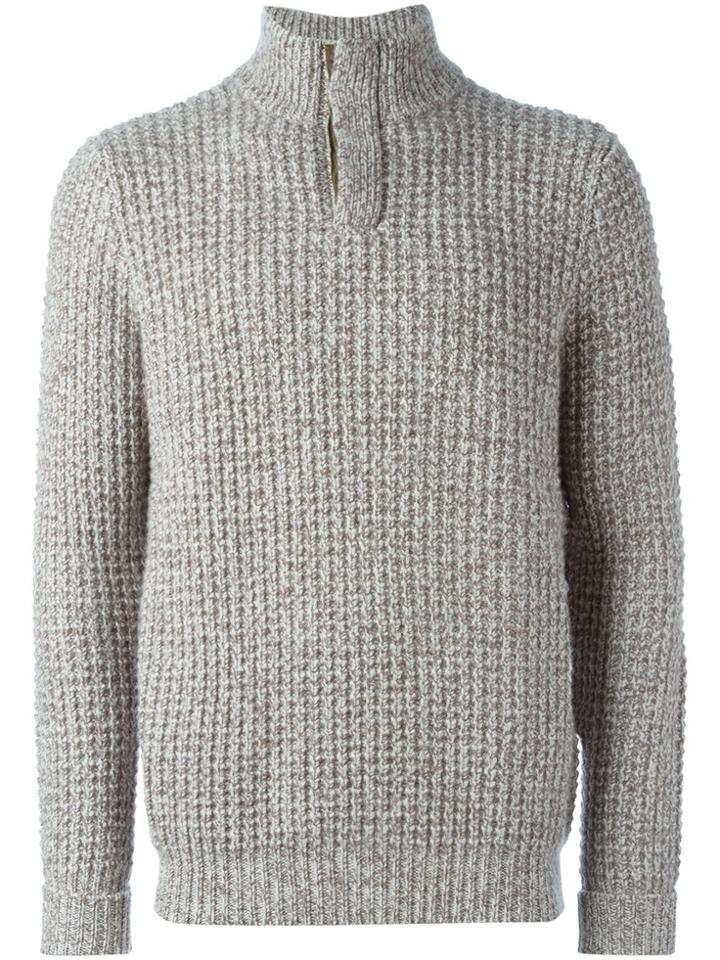 N.peal Waffle Knit Marled Sweater - Brown