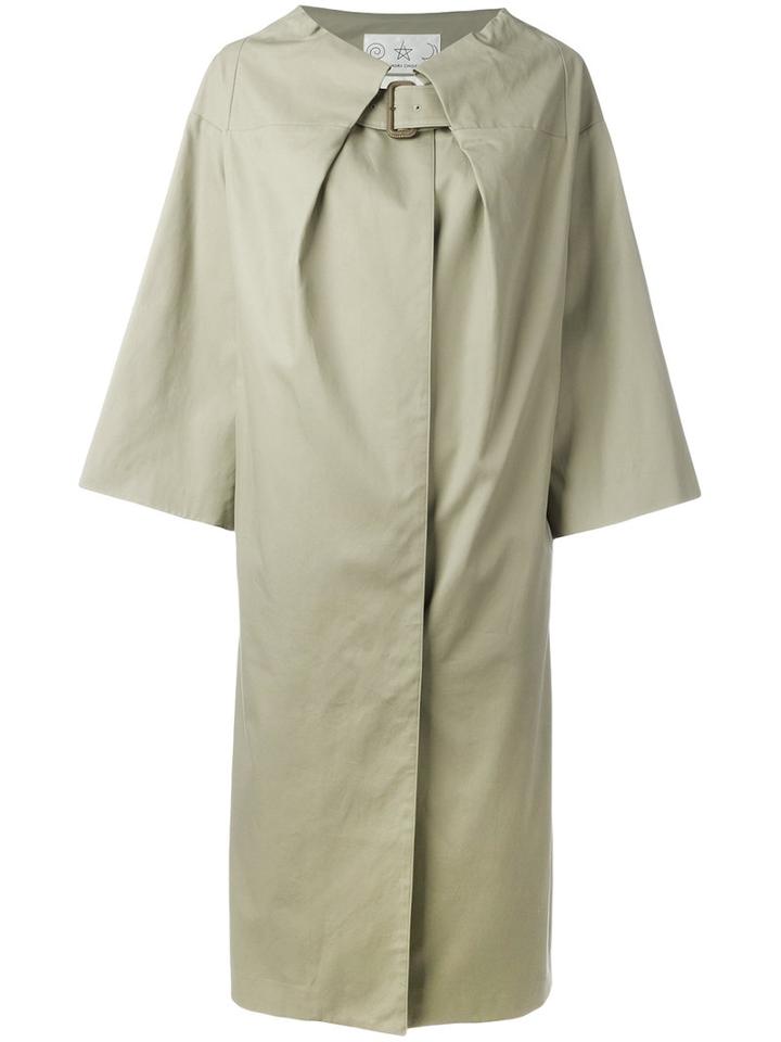 Tsumori Chisato - Collar-belted Coat - Women - Cotton/cupro - M, Women's, Green, Cotton/cupro