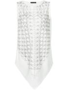 Fabiana Filippi - Graphic V-hem Tank Top - Women - Silk - 42, White, Silk