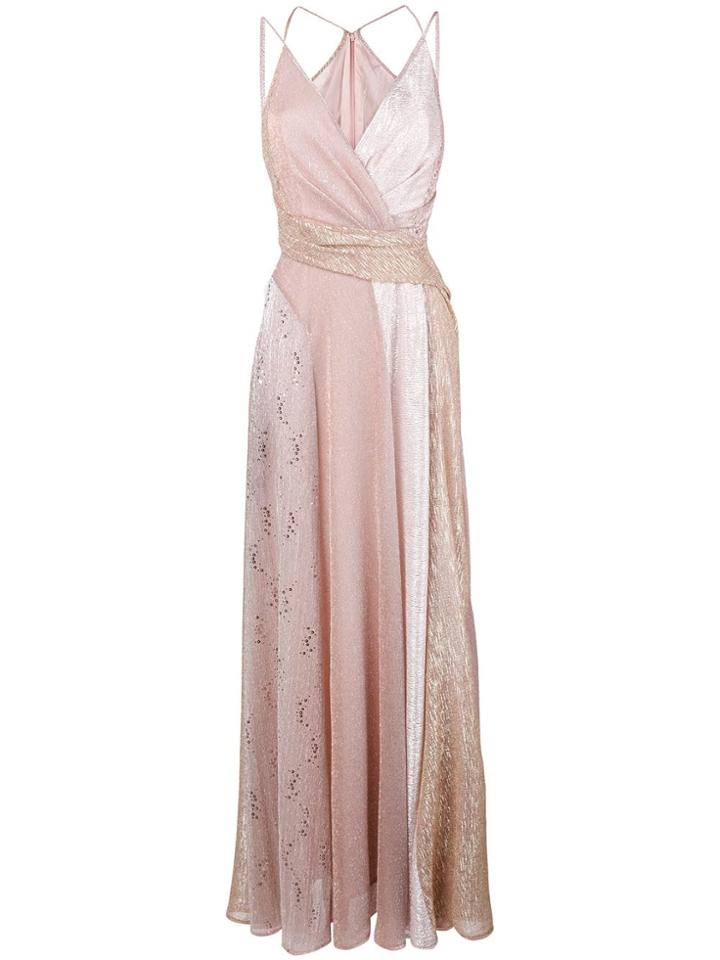 Talbot Runhof Lamé Panelled Long Dress - Pink