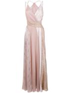 Talbot Runhof Lamé Panelled Long Dress - Pink