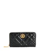 Versace Quilted Patent Leather Wallet - Black