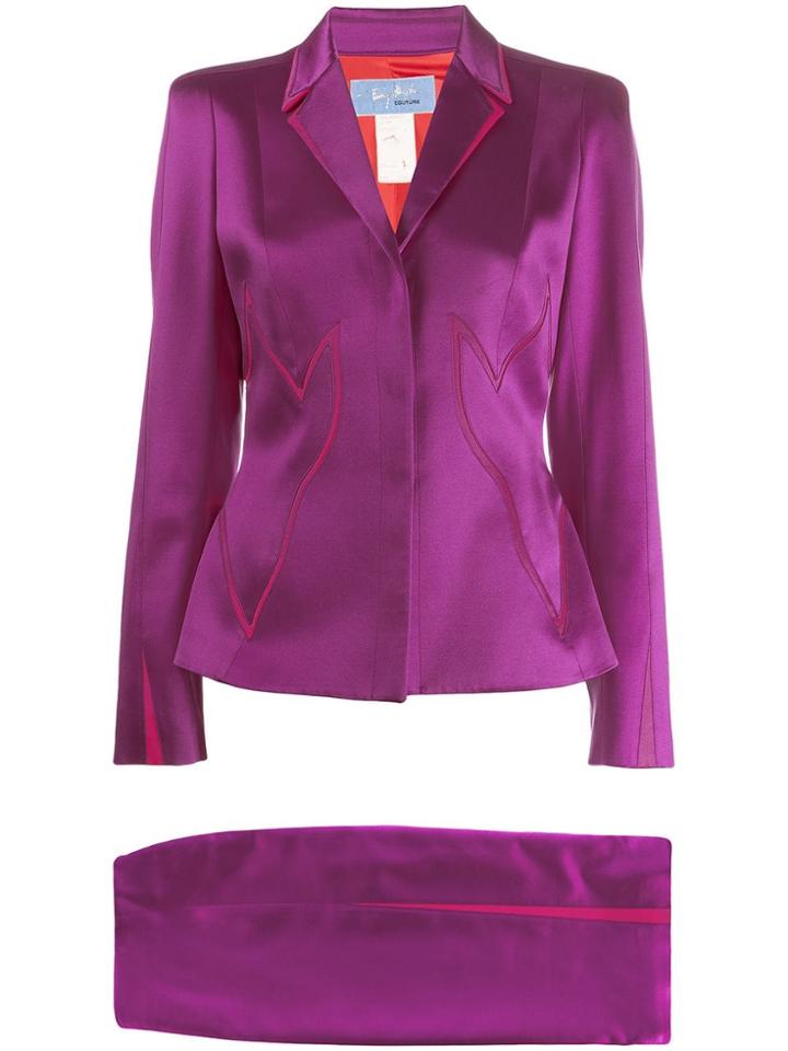 Thierry Mugler Vintage 1980's Stitching Details Skirt Suit - Pink