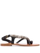 Antik Batik Bossa Bead Embroidery Sandals - Black
