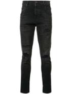 En Noir Distressed Skinny Jeans, Men's, Size: 28, Black, Cotton/spandex/elastane