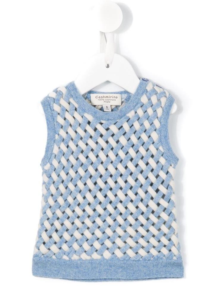 Cashmirino Lattice Knit Tank Top, Infant Boy's, Size: 9 Mth, Blue