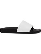 Balmain Embossed Logo Slide Sandals - White