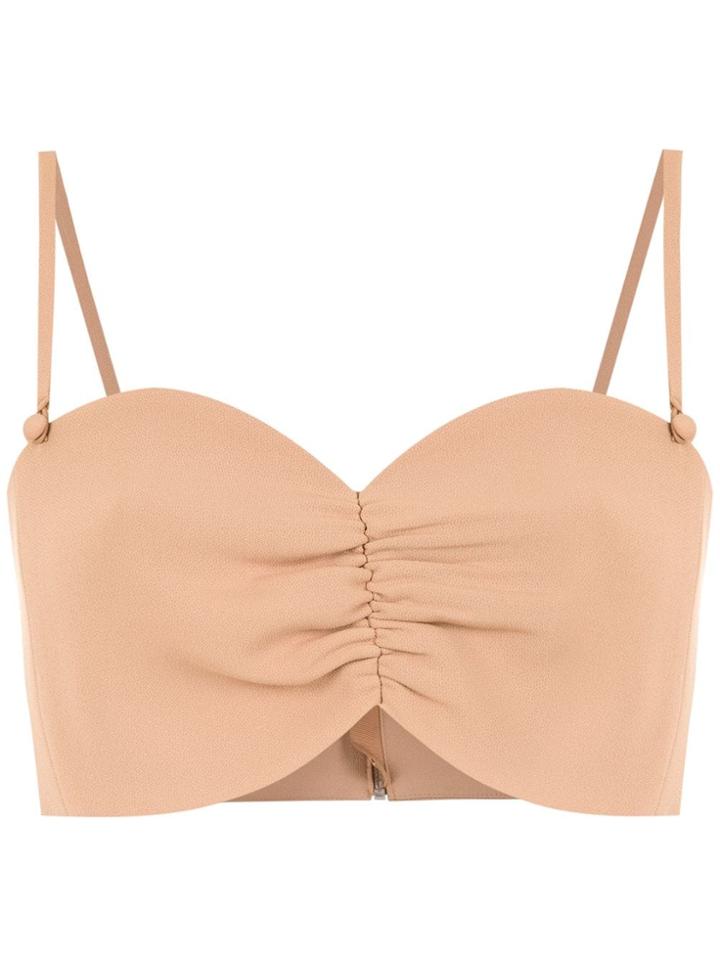 Framed Cropped Top - Brown