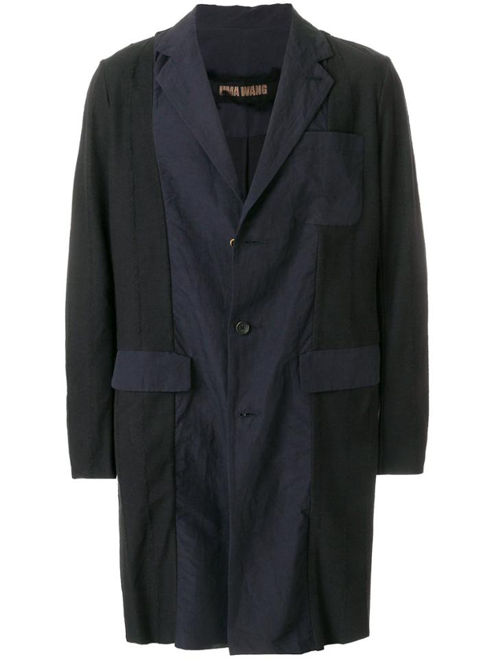 Uma Wang Panelled Single Breasted Coat - Blue