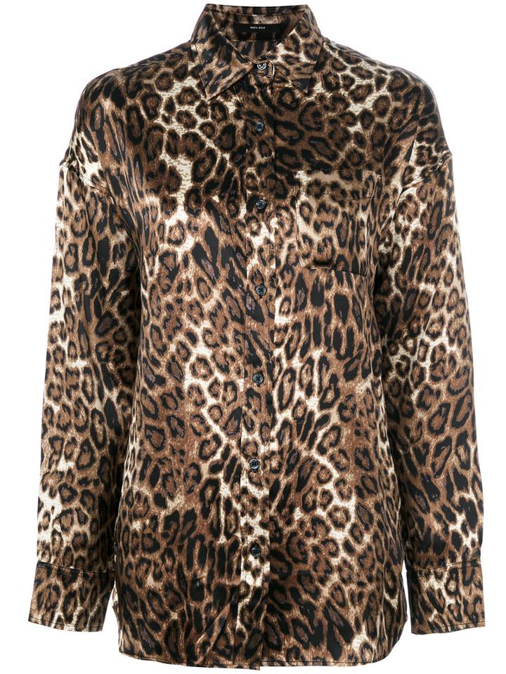 R13 - Leopard Print Shirt - Women - Silk - Xs, Black, Silk