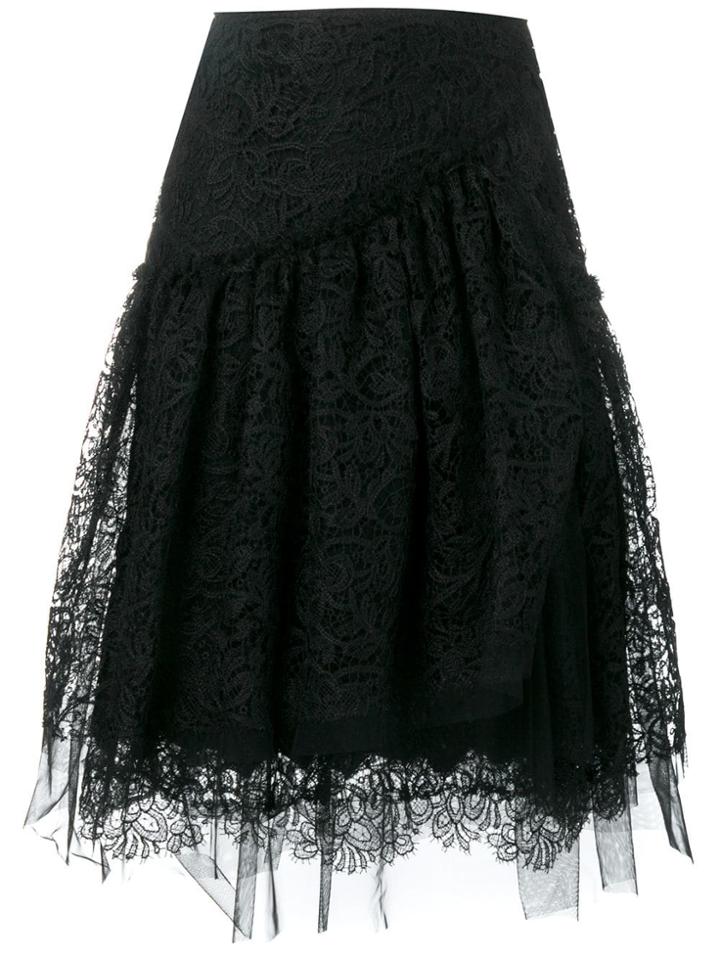 Ermanno Scervino Scalloped Lace Pattern Skirt - Black