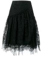 Ermanno Scervino Scalloped Lace Pattern Skirt - Black
