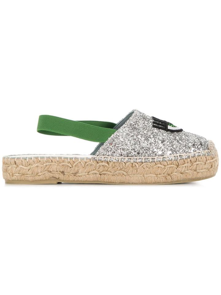 Chiara Ferragni Glitter Espadrilles - Silver