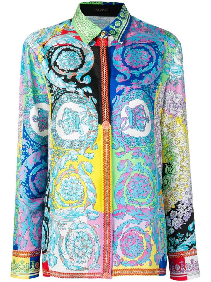 Versace Technicolor Baroque Print Blouse - Blue