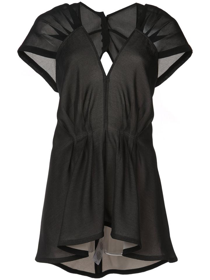 Victoria Beckham Gathered Waist V-neck Blouse - Black