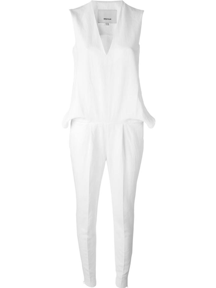 08sircus V Neck Jumpsuit, Women's, Size: 1, White, Cotton/linen/flax/cupro