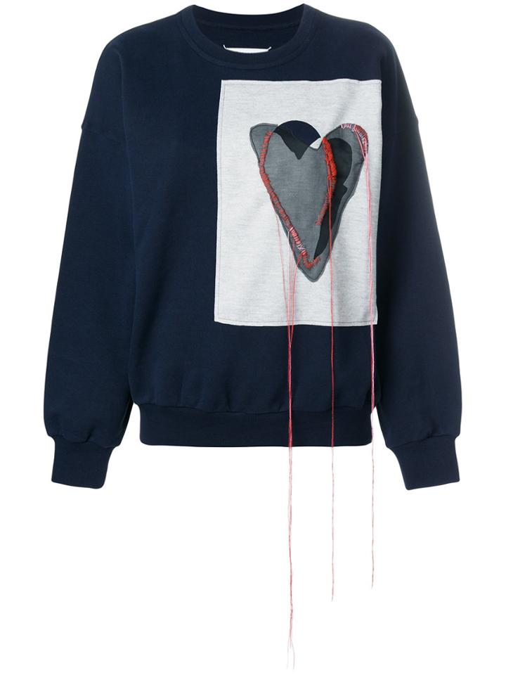 Maison Margiela Embroidered Heart Motif Sweatshirt - Blue